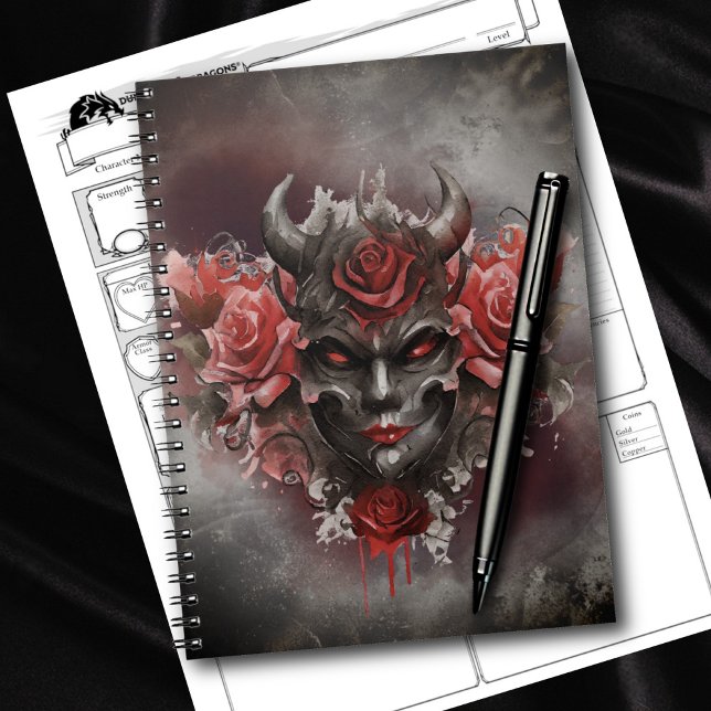 Wizardry | Dark Horned Demon with Glowing Red Eyes Notebook (Creator Uploaded)