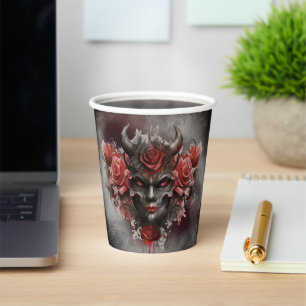 Wizardry Dark Horned Demon with Glowing Red Eyes Paper Cups