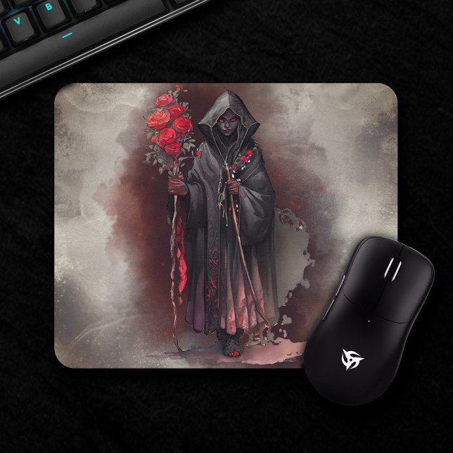 Wizardry | Shadowy Dark Witch Glowing Red Eyes Mouse Pad (Creator Uploaded)
