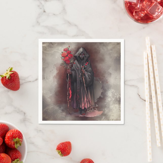 Wizardry | Shadowy Dark Witch Glowing Red Eyes Napkins (Insitu)