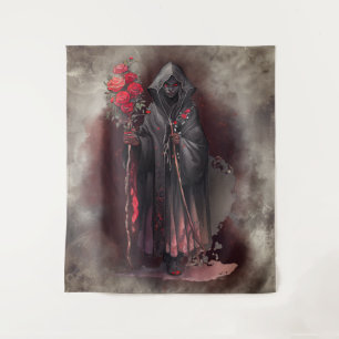 Wizardry Shadowy Dark Witch Glowing Red Eyes Tapestry