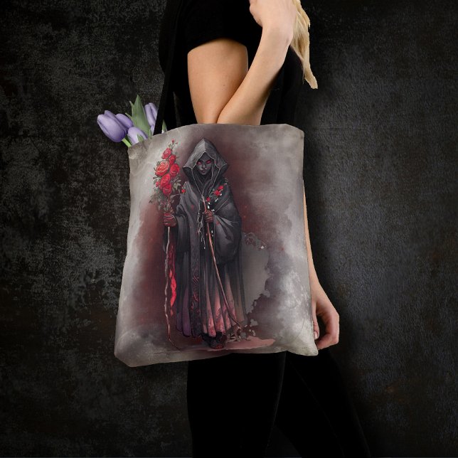 Wizardry | Shadowy Dark Witch Glowing Red Eyes Tote Bag (Creator Uploaded)