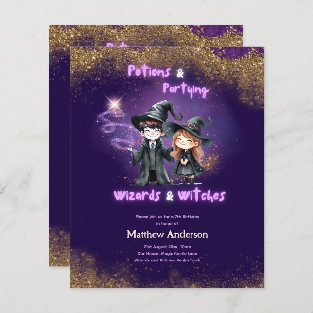 Wizards and Witches Son's Daughters Birthday Magic (Front/Back)