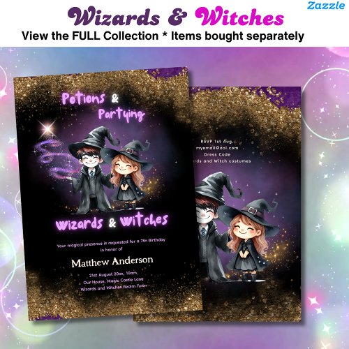 Wizards and Witches Sons Daughters Birthday Magic Invitation