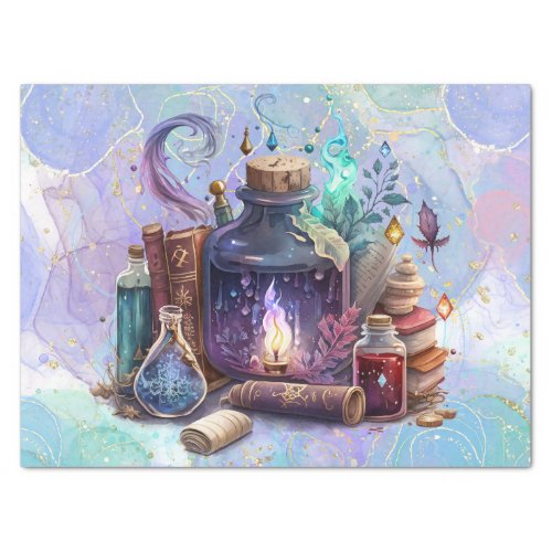 Wizards Table  Watercolor Witch Spellcasting Desk Tissue Paper