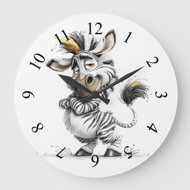 wjhimsical Zebra Large Clock (Front)