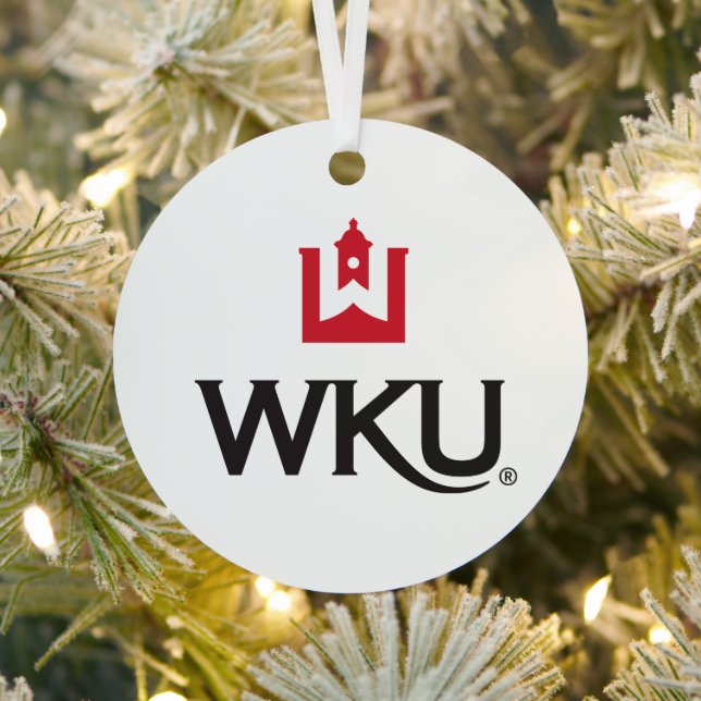 WKU Academic Emblem with Bell Tower Metal Ornament (Insitu)