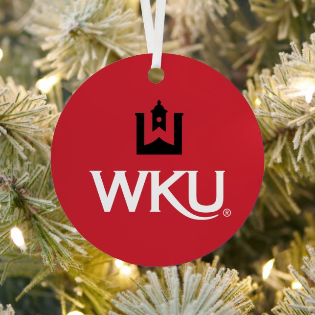 WKU Academic Emblem with Bell Tower Metal Ornament (Insitu)