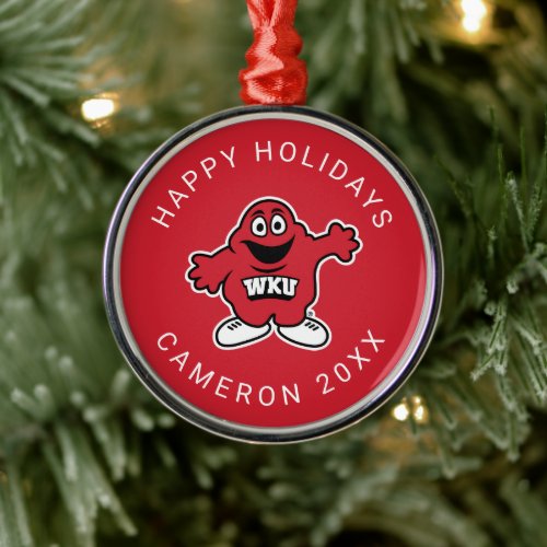WKU Big Red Mascot Emblem Metal Ornament