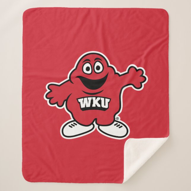 WKU Big Red Mascot Emblem Sherpa Blanket (Front)