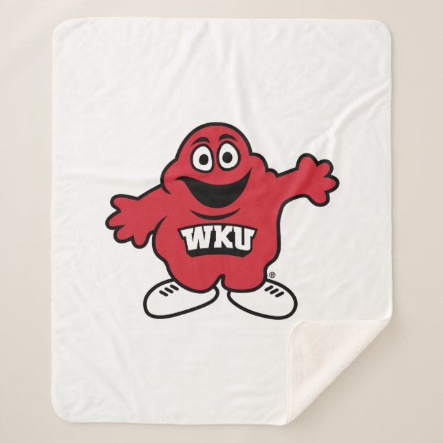 WKU Big Red Mascot Emblem Sherpa Blanket (Front)