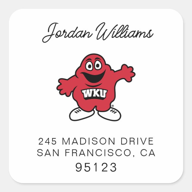 WKU Big Red Mascot Emblem Square Sticker (Front)