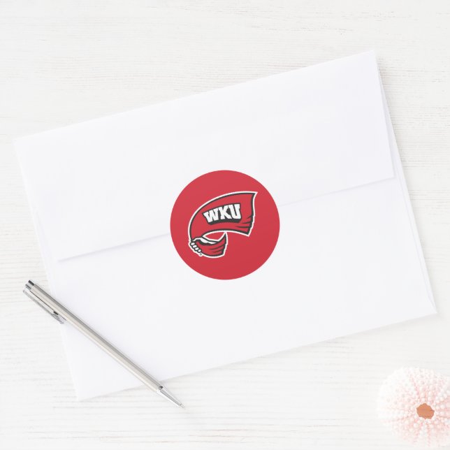 WKU Hand-Held Red Towel Logo Classic Round Sticker (Envelope)
