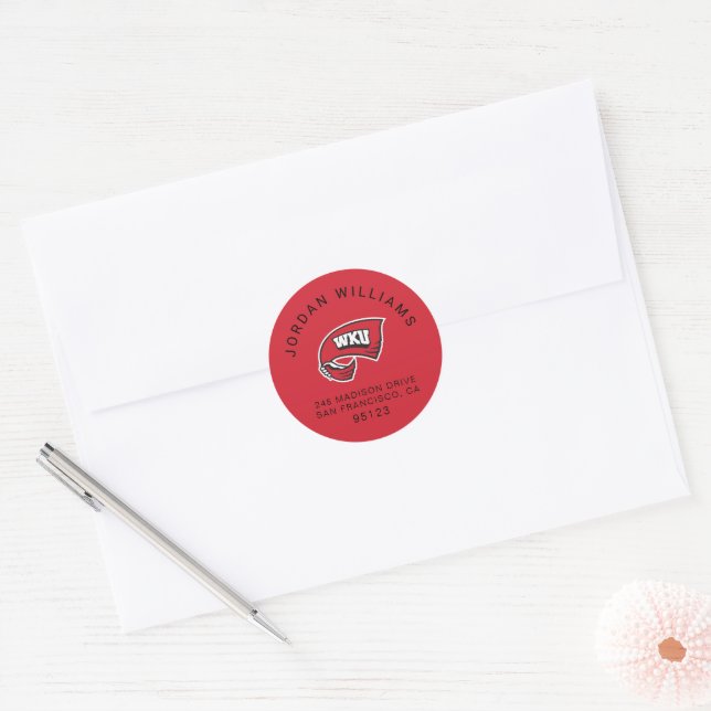 WKU Hand-Held Red Towel Logo Classic Round Sticker (Envelope)