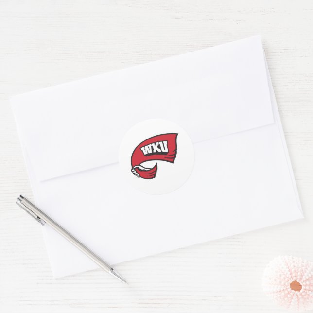 WKU Hand-Held Red Towel Logo Classic Round Sticker (Envelope)
