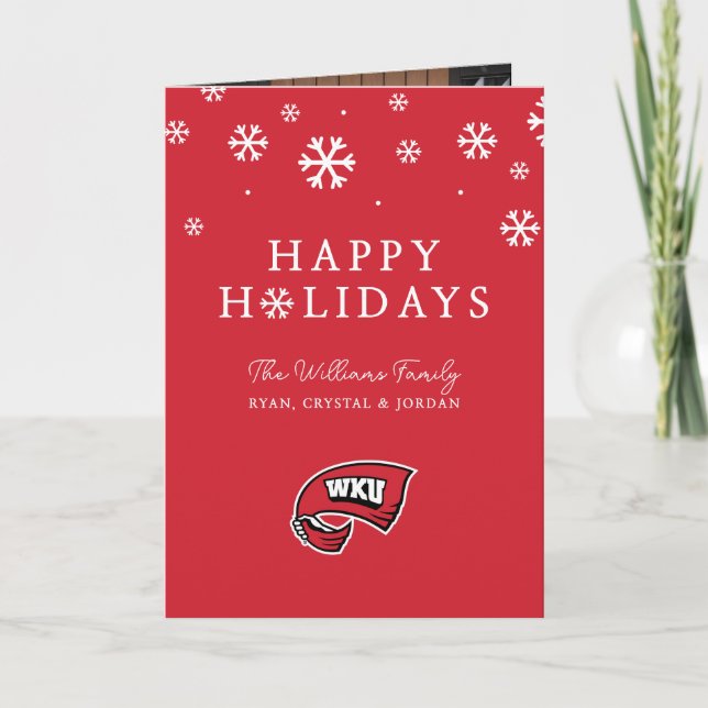 WKU Hand-Held Red Towel Logo Holiday Card (Front)