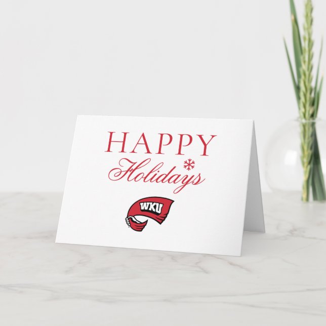 WKU Hand-Held Red Towel Logo Holiday Card (Front)