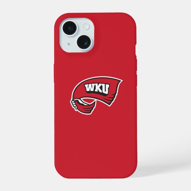 WKU Hand-Held Red Towel Logo iPhone 15 Case (Back)