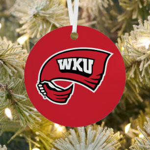 WKU Hand-Held Red Towel Logo Metal Ornament
