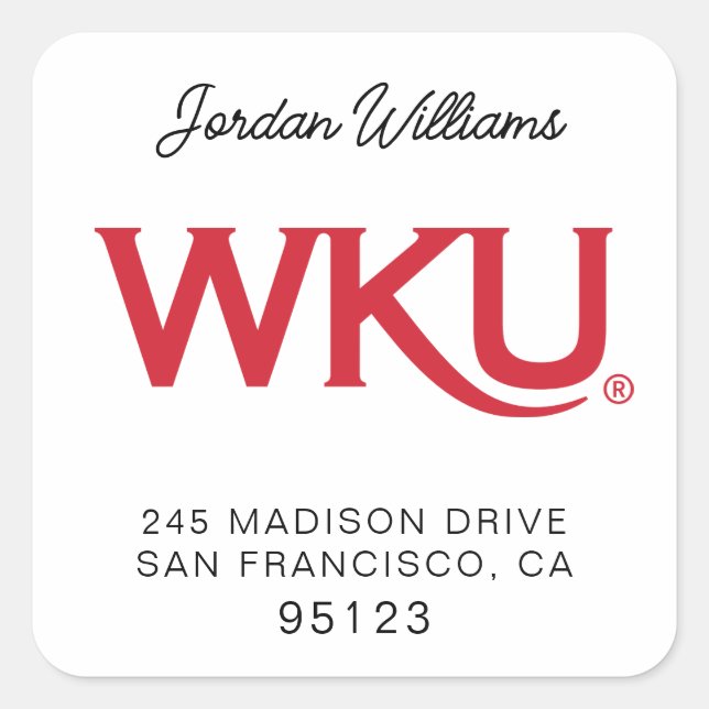 WKU Official Logo Square Sticker (Front)