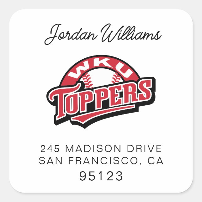 WKU Toppers Baseball Logo Square Sticker (Front)