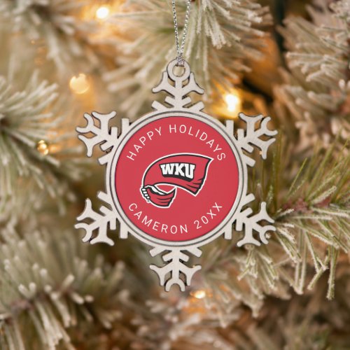 WKU Western Kentucky Athletics Snowflake Pewter Christmas Ornament