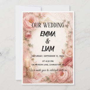 Wl Botanical Garden Candlelight Wedding Invitation