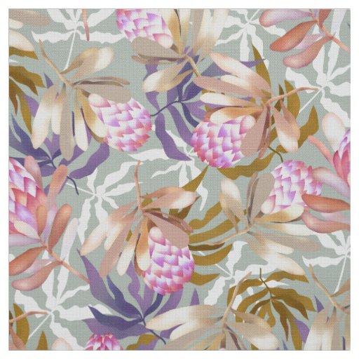 Wlid Flowers Protea Grey Fabric