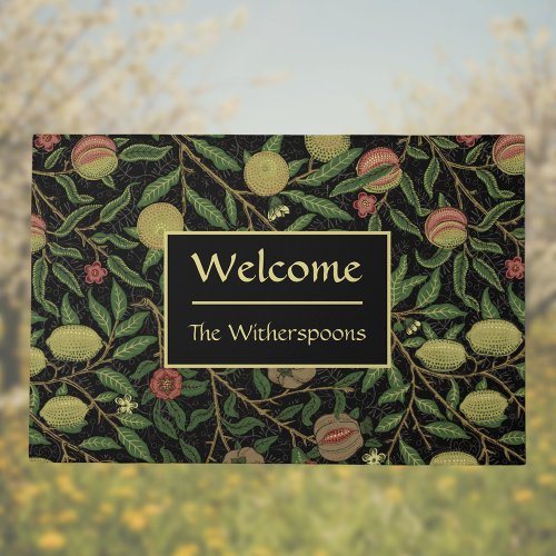 Wlliam Morris Black Gold Fruit and Foliage Welcome Doormat