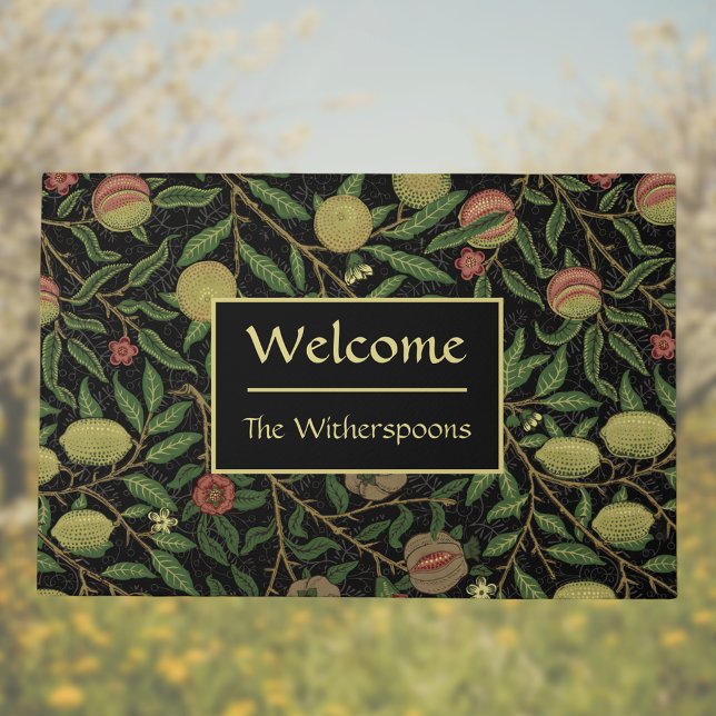 Wlliam Morris Black Gold Fruit and Foliage Welcome Doormat (Creator Uploaded)