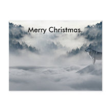 Wlof looking out merry Christmas card.