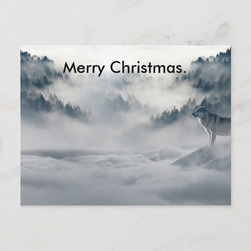 Wlof looking out merry Christmas card Holiday Postcard