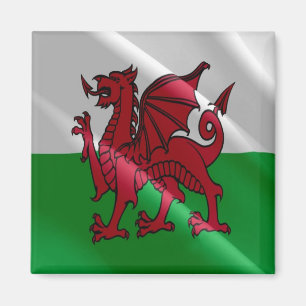WLS002 Waving FLAG welsh WALES, Fridge Magnet