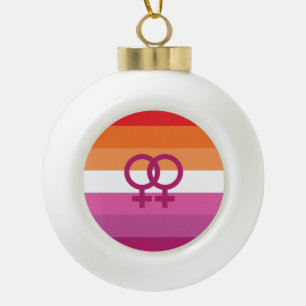 WLW Lesbian Pride Flag Ceramic Ball Christmas Ornament