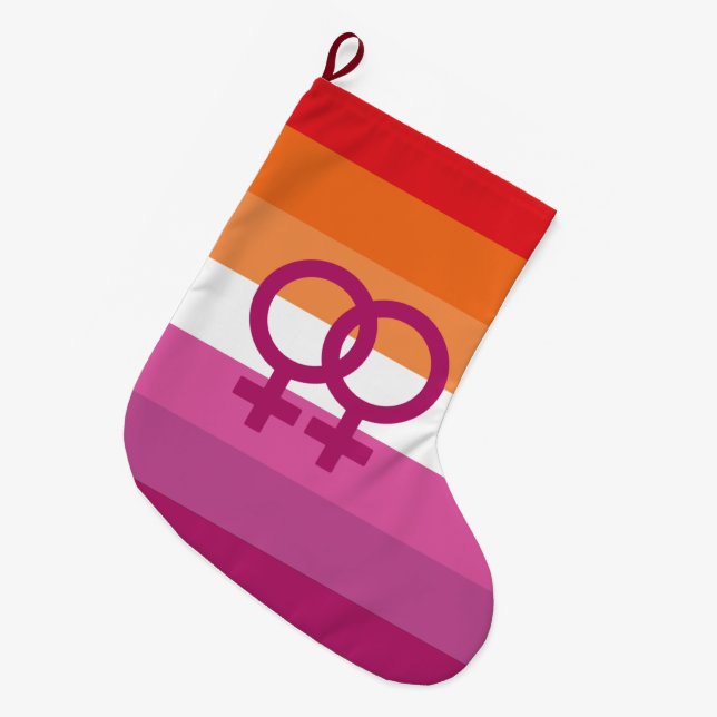 WLW Lesbian Pride Flag Large Christmas Stocking (Front (Hanging))