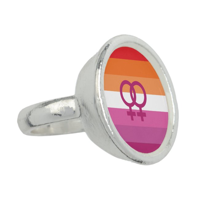 WLW Lesbian Pride Flag Ring (Side)