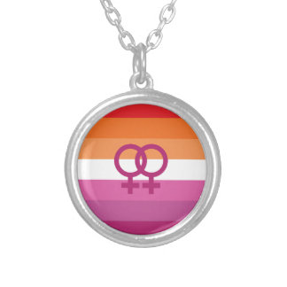 WLW Lesbian Pride Flag Silver Plated Necklace