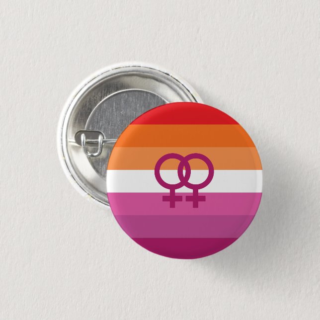 WLW Lesbian Pride Flag (Sunset) Button (Front & Back)