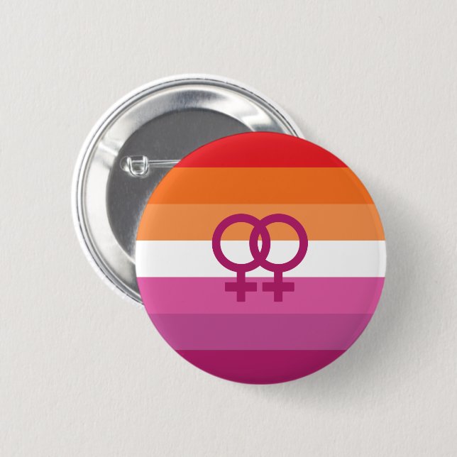 WLW Lesbian Pride Flag (Sunset) Button (Front & Back)