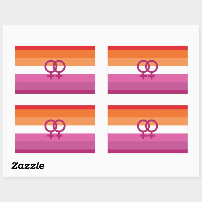 WLW Lesbian Pride Flag (Sunset) Rectangular Sticker (Sheet)