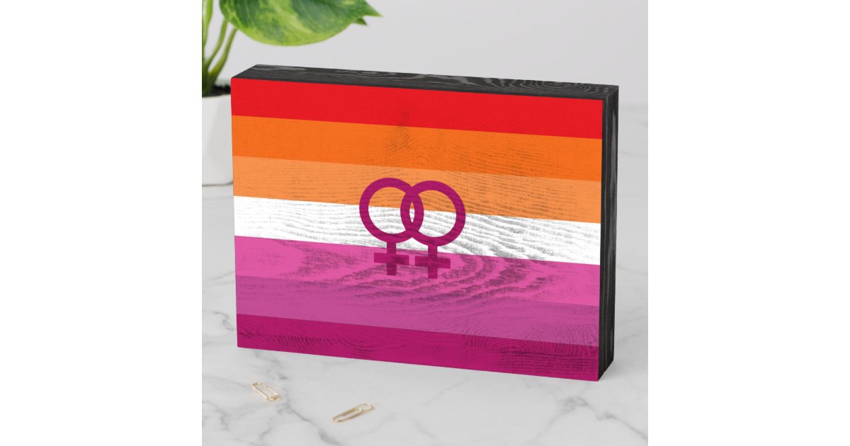 Wlw Lesbian Pride Flag Sunset Wooden Box Sign