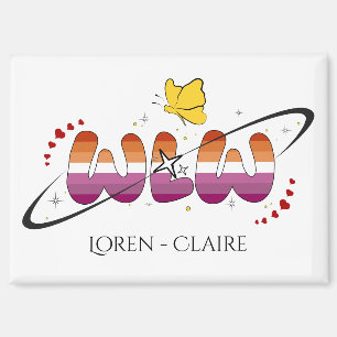 WLW Sunset Lesbian Flag Butterfly Magnet