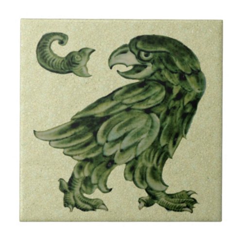 Wm De Morgan Green Eagle Repro Ceramic Tile