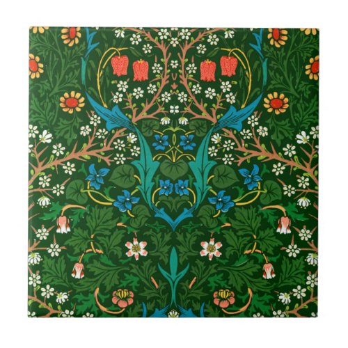 WM Morris Blackthorn Art Nouveau Pattern Ceramic Tile