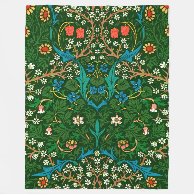 WM Morris Blackthorn Art Nouveau Pattern Fleece Blanket (Front)