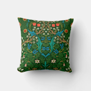 WM Morris Blackthorn Art Nouveau Pattern Throw Pillow