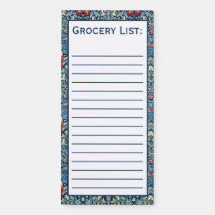 WM Morris Inspired Floral, Custom Lined Magnetic Notepad