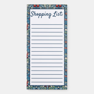 WM Morris Inspired Floral, Custom Lined Shopping  Magnetic Notepad