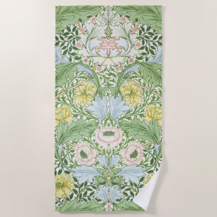 Wm Morris Myrtle Floral Art Nouveau Bright Beach Towel