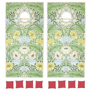 Wm Morris Myrtle Floral Art Nouveau Bright Cornhole Set